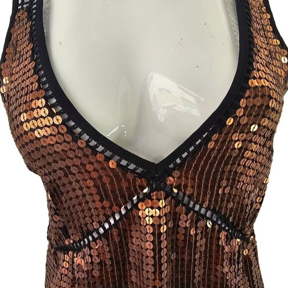 Chelsea 28 Sequin Plunging V-Neck Tank Top Womens S Open Knit Detail Black Back - Picture 2 of 12